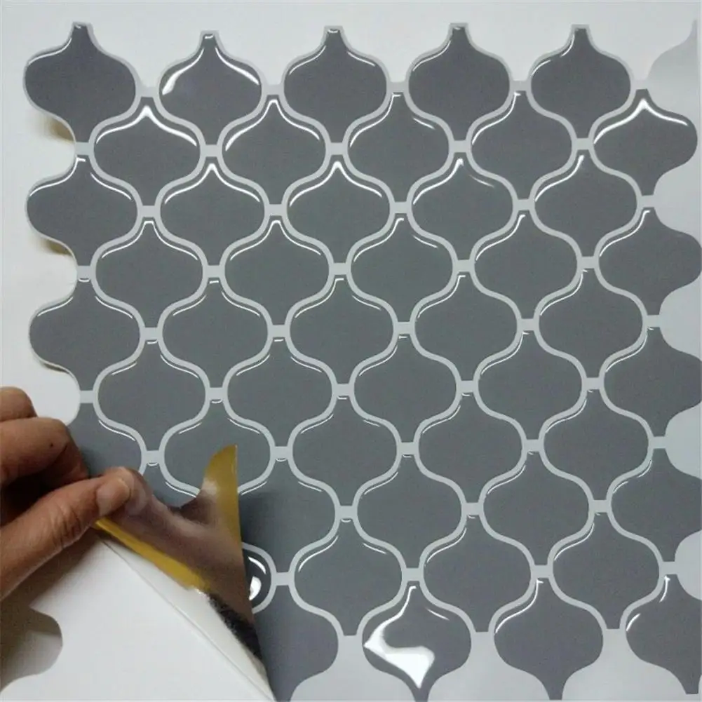 Grey Arabesque Moroccan Tile Self Adhesive Backsplash 3D DIY Mosaic Tile Sticker Vinyl Bathroom Kitchen Wall Stickers Home Decor
