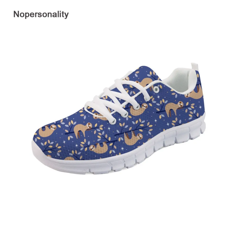 Blue Women Shoes Cute Floral Sloth Sneakers for Women Breathable Female Ladies Mesh Flat Trend Women Mesh Shoes Plus