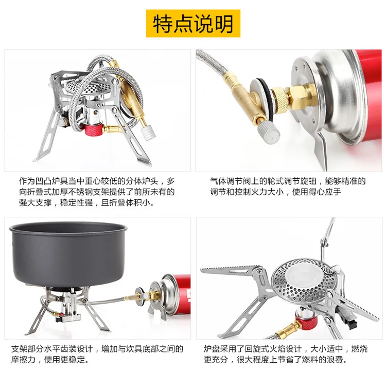 Acampamento ao ar Forno com Ignição Livre Churrasqueira Portátil Chafing Prato Fogão Cabeça Primavera Viagem Piquenique Boile Queimador Gás Equipamentos 8 Cheap Fogões ao ar livre