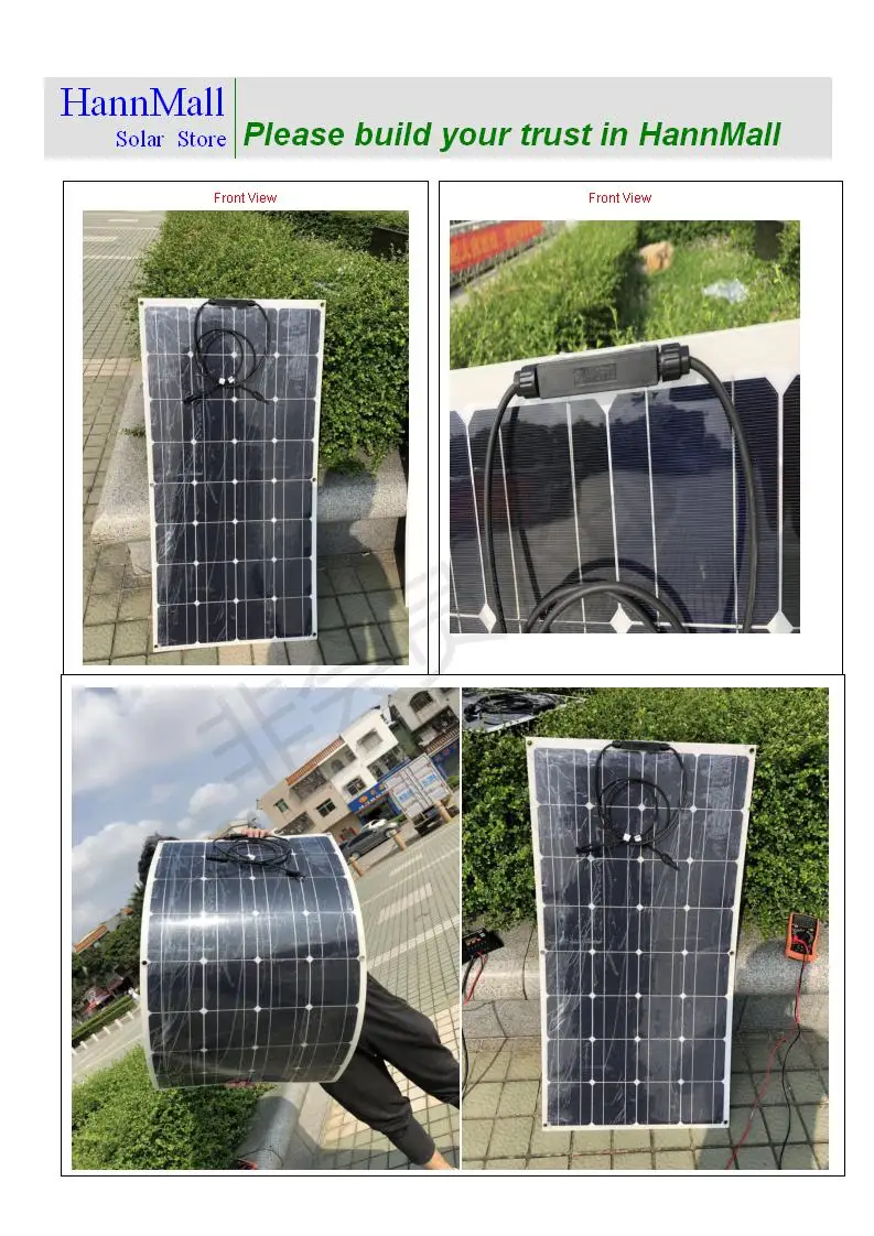 HannMall Гибкая Zonne панель en 400 Вт 48 В Chargeur Solaire солнечная панель Китай 100 Вт 12 В 4 шт. открытый автомобиль караван Кемпинг RV светодиодный