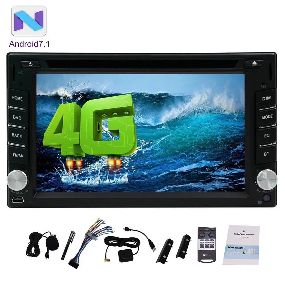 1080P Video 6.2'' Android 7.1 Car DVD Player Double Din In Dash Bluetooth Stereo Autoradio GPS Navigation FM AM WIFI+4G dongle 1080P Video 6.2'' Android 7.1 Car DVD Player Double Din In Dash Bluetooth Stereo Autoradio GPS Navigation FM AM WIFI+4G dongle