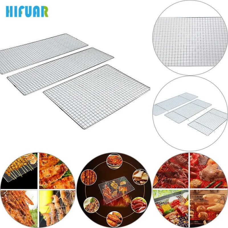 

BBQ Grill Wire Mesh Oven Net Stainless Steel Barbecue Rack For Kebab Steaming Outdoor BBQ Kitchen Tools 20x36/46/58cm