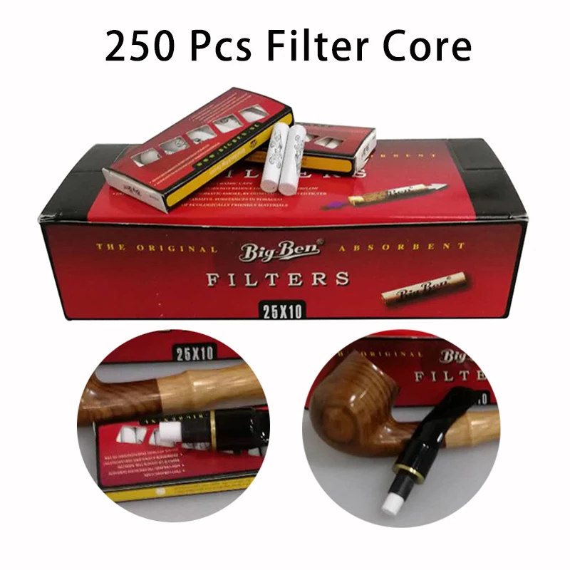 

250 Pcs Smoking Cigarett Pipe Filter Core 9mm Activated Carbon Smoke Pipe Filters Core Adsorbing Nicotine Smoke Oil Filter