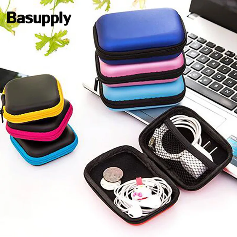 

Basupply 1Pc Waterproof Earphone Wire Organizer Coin Headphone Protective Case Data Line Cable Storage Box Container Accessories