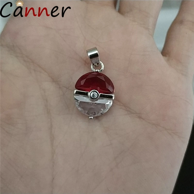 CANNER Long Chain Necklaces For Women Red Crystal Necklaces Pokemon Pendant Necklaces Jewelry Clavicle Chain Collier Gifts F40