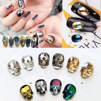

Crystal Flat Back Skull Nail Rhinestones 3D DIY Symphony Charm Stones Jewelry Glitter Halloween Nail Art Decorations