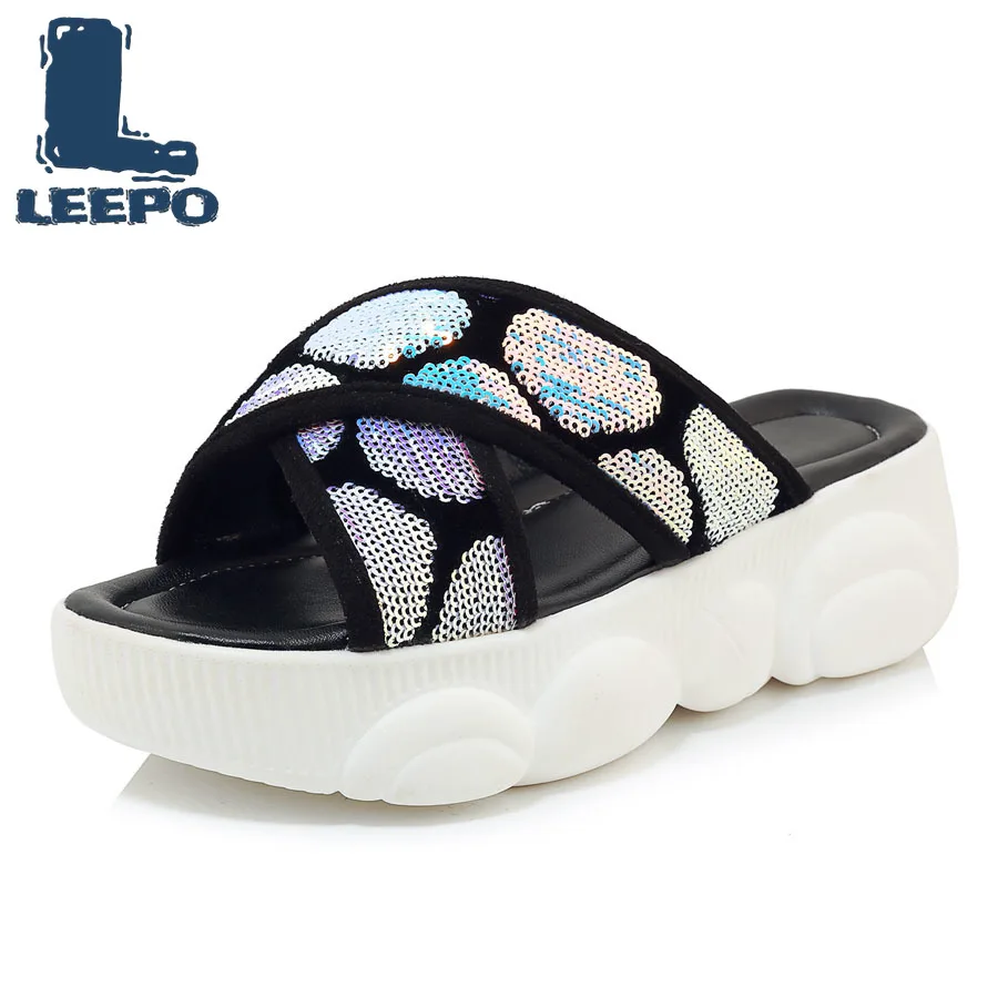 

LEEPO Fashion Colorful Platform Slippers Women Ultra-light Comfort Flat Platform Sandals Shoes Woman Large Size Slides Ladies