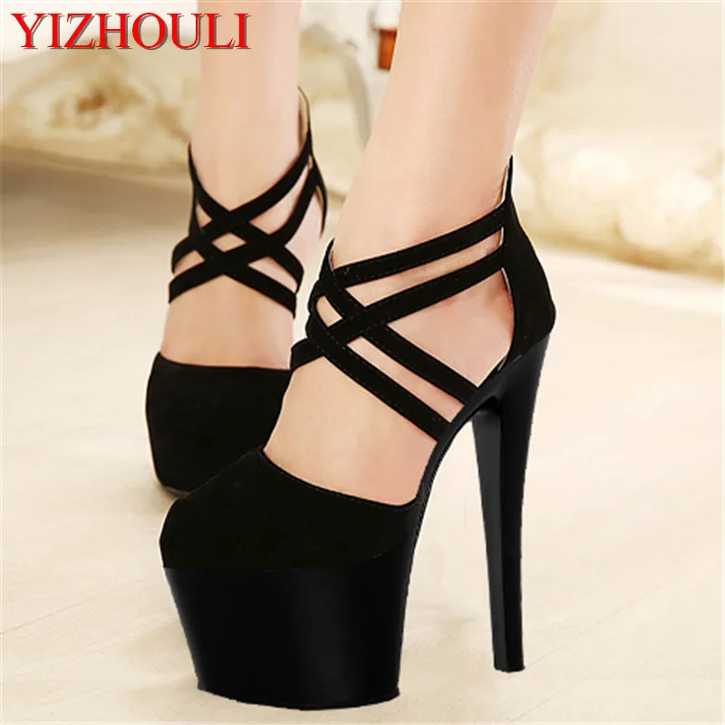 

Black fashion magazine posed fashion runway 17 cm high heels