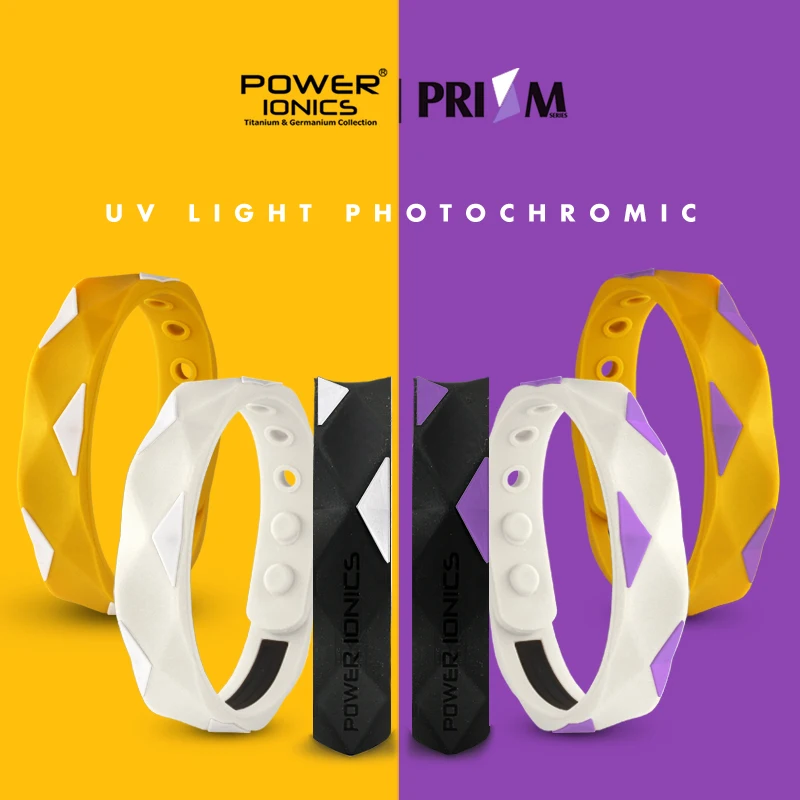 

Power Ionics PRISM Series Unisex Waterproof UV Light Photochromic Anions Power Sports Bracelets Balance Body