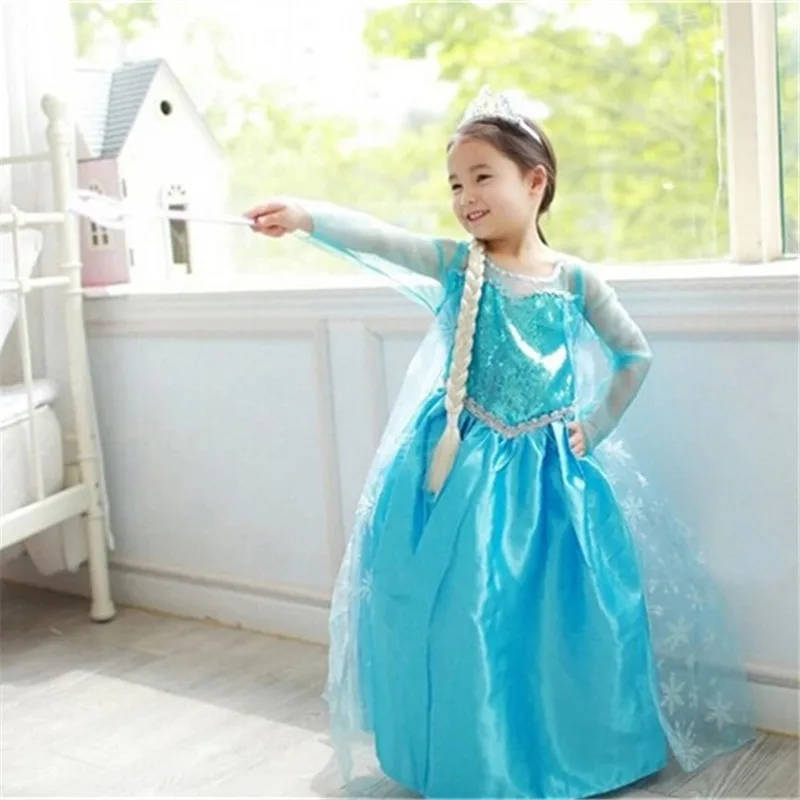 Нарядные платья Эльзы; платье принцессы Анны для девочек; вечерние костюмы Эльзы; Vestidos Fantasia; одежда для детей; карнавальный костюм