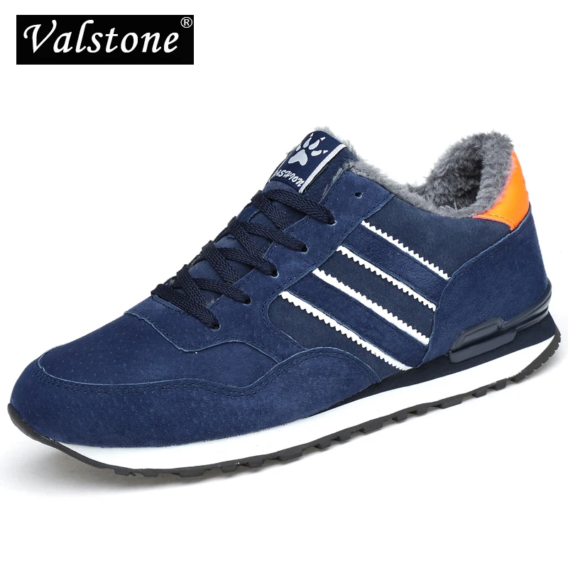 

Valstone Men winter Genuine Leather Shoes 2019 Warm Moccasins waterproof Sneakers Antiskid Rubber snow shoes comfortable walking