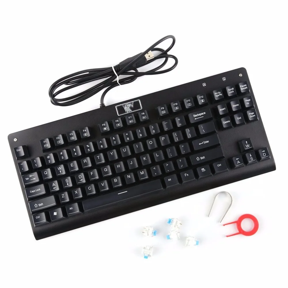 Механическая игровая клавиатура TKL с металлической пластиной эргономичная 87