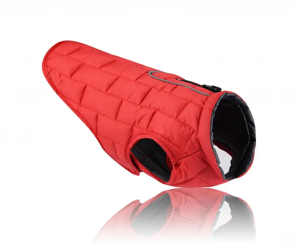 Reversible Winter Dog Jacket Vest Dual Use Pet Coat Warm Clothes For Dogs Waterproof Outdoor Outfit Clothes Chihuahua Pitbull 35 - Цвет: Красный