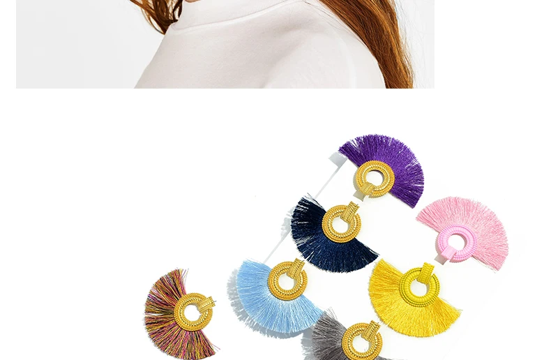 AYAYOO 2018 Boho Big Sector Tassel Earrings Multi Color Wedding Dangle Drop Earring for Women Girls Trendy Jewelry Wholesale  (2)