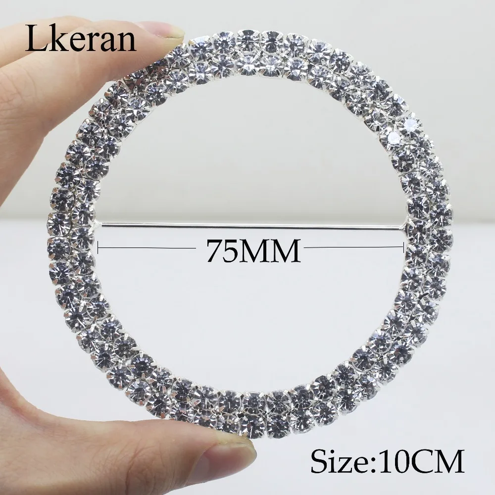  Shining 10cm Huge Silver Double row rhinestone Buckles invitation card Wedding Ribbon Slider DIY Ha - 33007722383