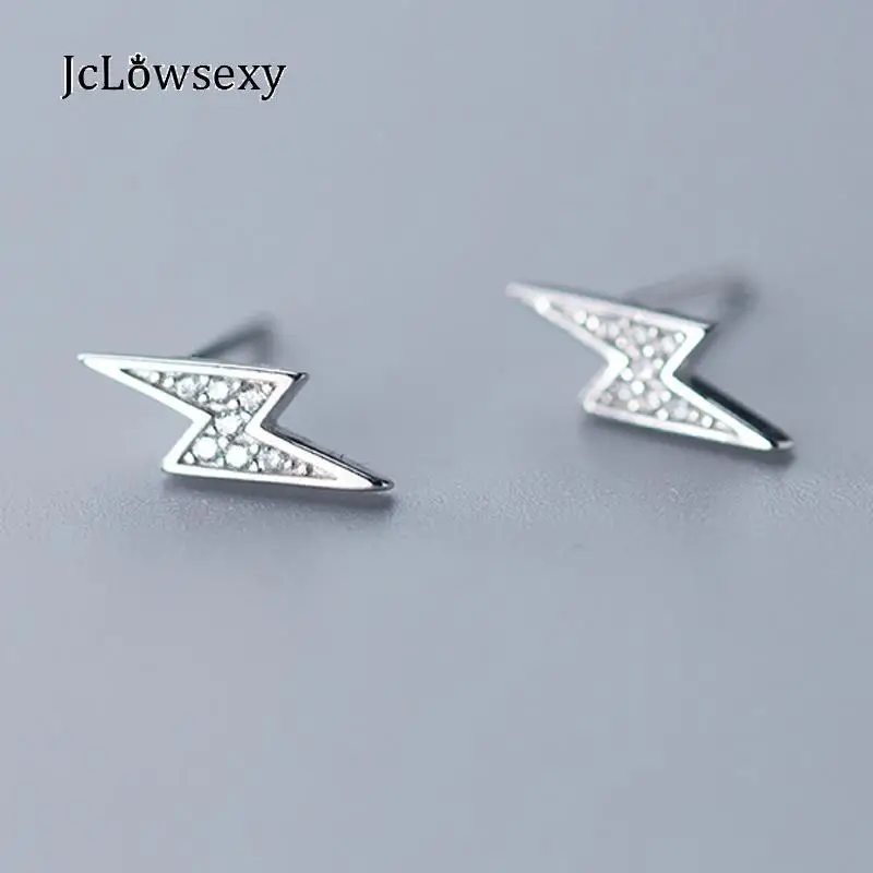 

New 925 Sterling Silver Korean Style Simple Small Fashion Lightning Stud Earrings For Women Hypoallergenic Fashion Silver Gift