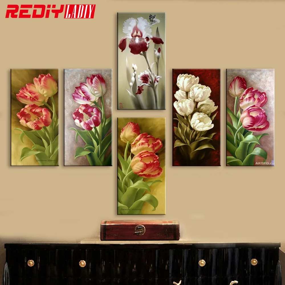 

DIY 5D Diamond Mosaic Tulips Flowers Handmade Diamond Painting Cross Stitch Kits Crystal Diamond Embroidery Patterns Rhinestones