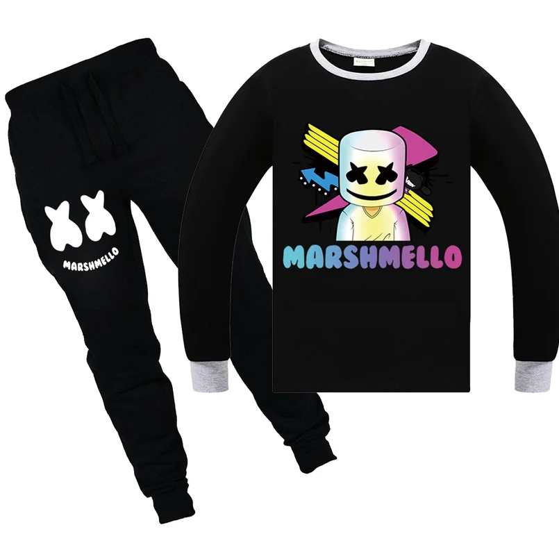 

2019 Marshmello Dj Mask T Shirt Set Kids Tracksuits Marshmello Hoodie Spring Sweatshirt Hoodie for Children Boys Girls Clothes