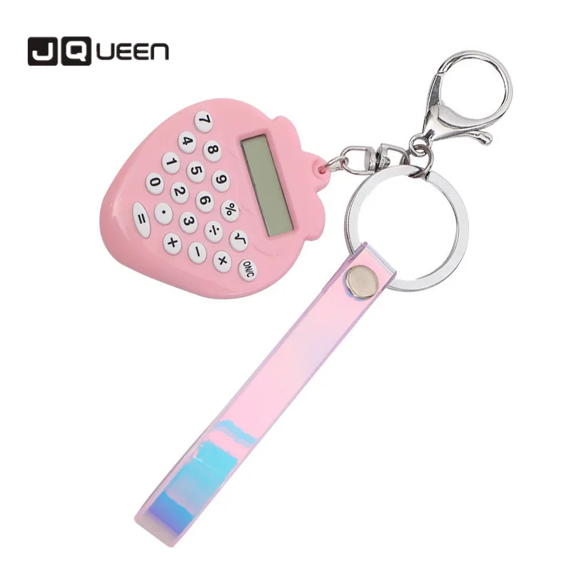 

2019 creative strawberry shape compact and practical cute computer keychain student portable mini calculator key ring pendant