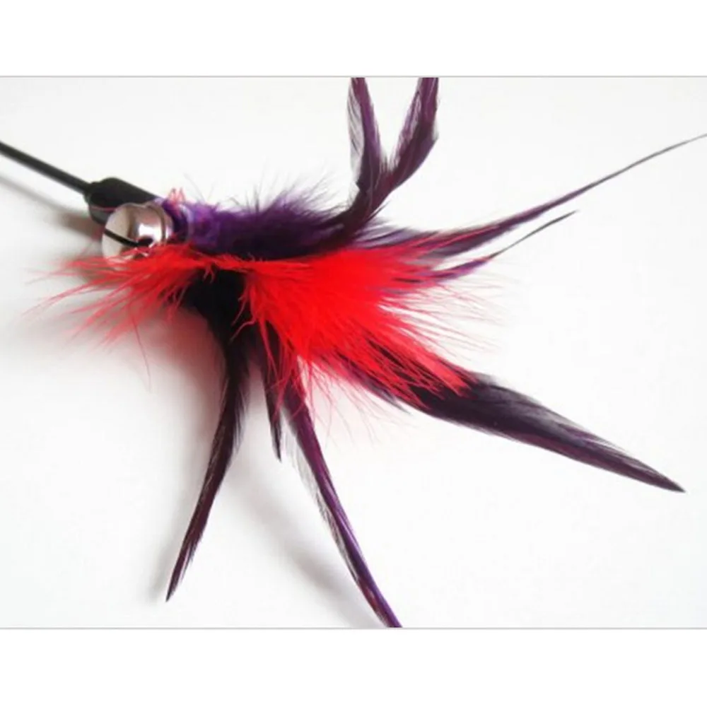 Funny Cog Toy Colorful Cat Teaser Wand Cat Toy 10pc/lot Pet Feather Toys with Bell Cats