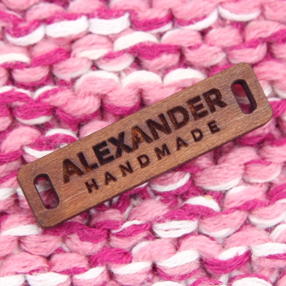 

Wood Labels - Knitted Product Labels - Logo Labels for handmade, Custom wood tags (WDBQ48)