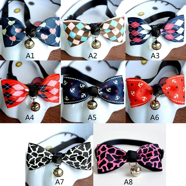 Adjustable Dog Cat Pet Cute Bow Tie With Bell Collar, कुत्ते
