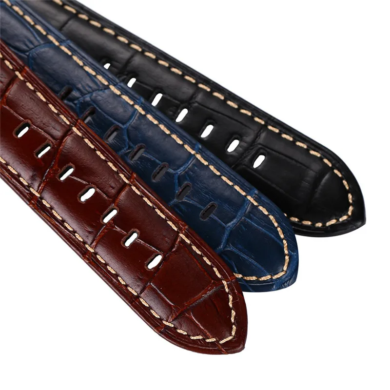 New Quality Smart Watch Straps Calf 24 MM Black Buckle Leather Strap