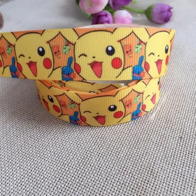

1'' (25mm) new hot small pikachu pattern printed grosgrain cartoon Pokemon ribbons free shipping5yards