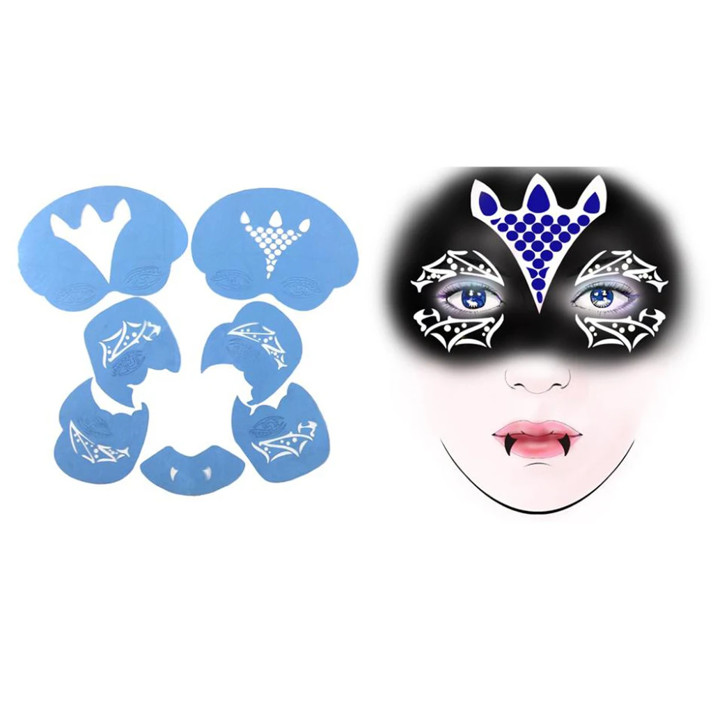 MagiDeal Reusable Plastic Face Body Art Painting Stencils Tattoo Template Accessories for Men Women Party Makeup