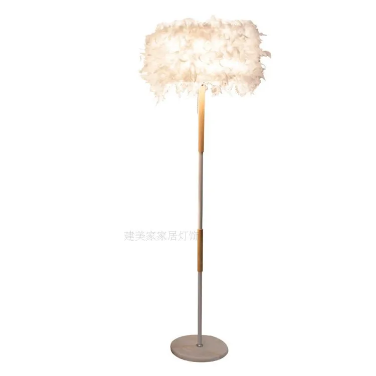 Скандинавские современные лаконичные белые перья деревянный напольный светильник для ресторана, спальни, кабинета, гостиная/офис, декоративная лампа