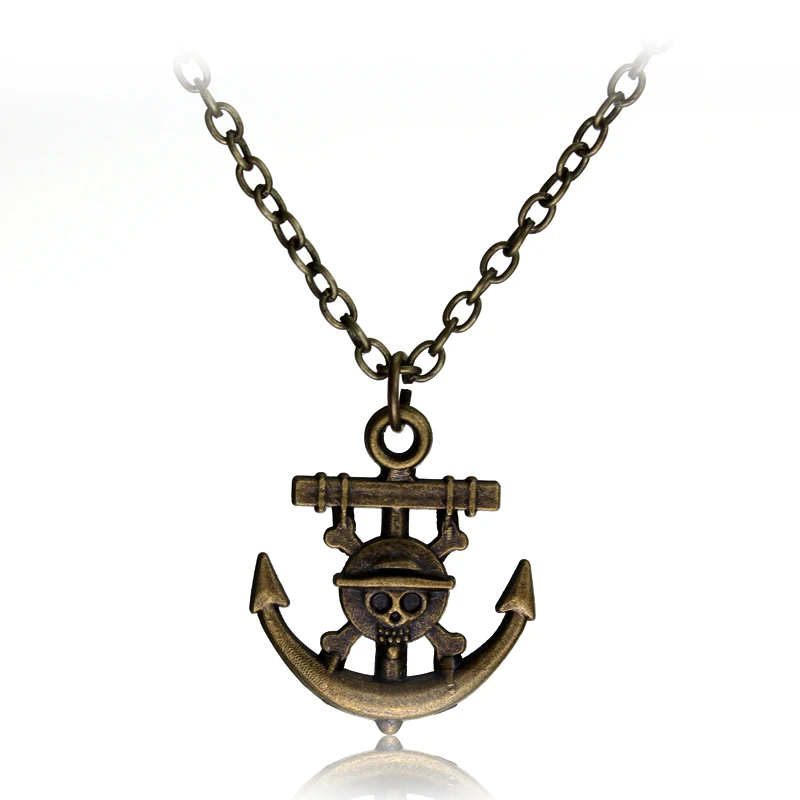 Винтажное аниме цельное ожерелье с подвеской в виде обезьяны D LUFFY черепа пиратский флаг металлическое Ожерелье Косплей Аниме подарок
