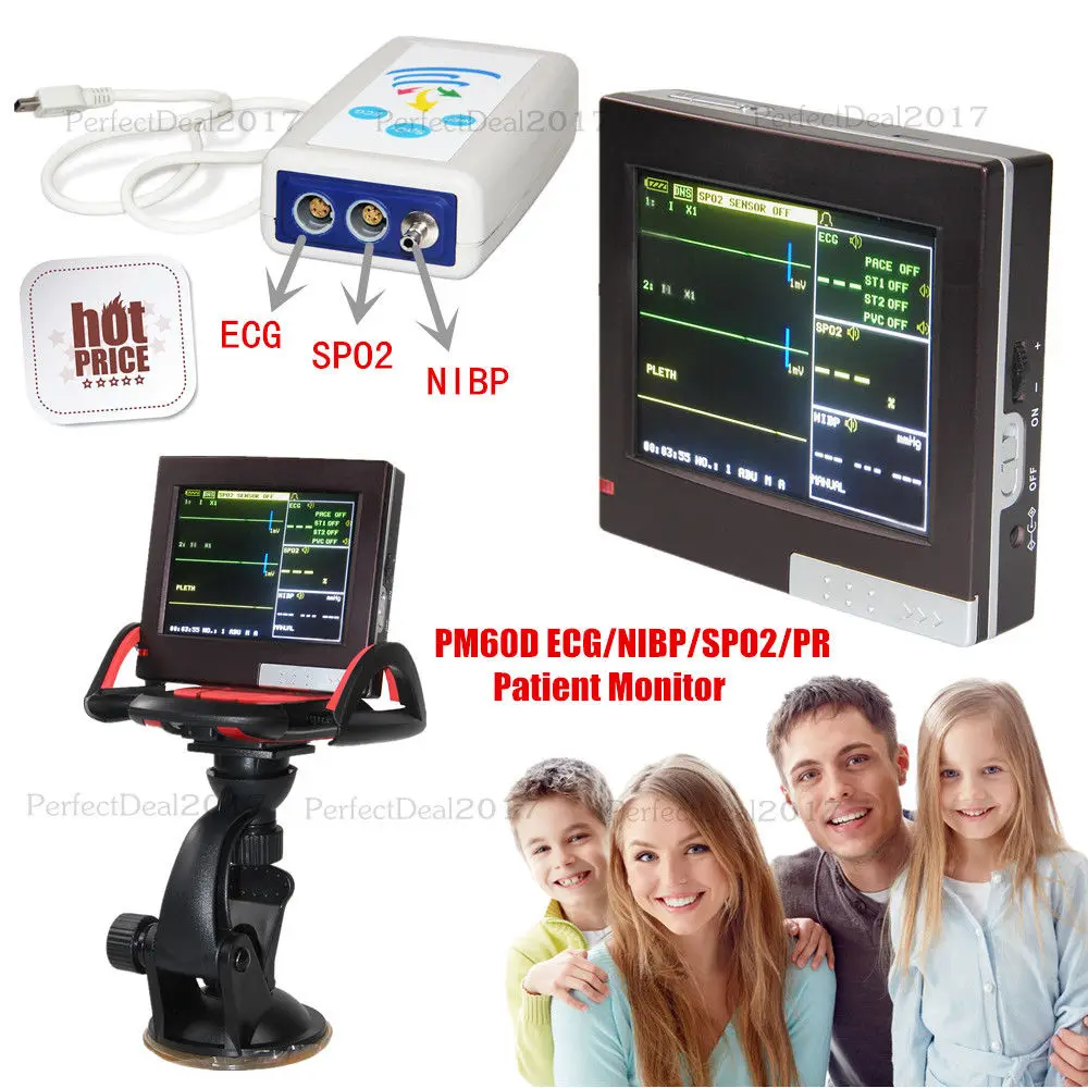 

PM60D Contec Patient Monitor 4 Parameters Vital Signs Monitor ECG NISP SPO2 PR