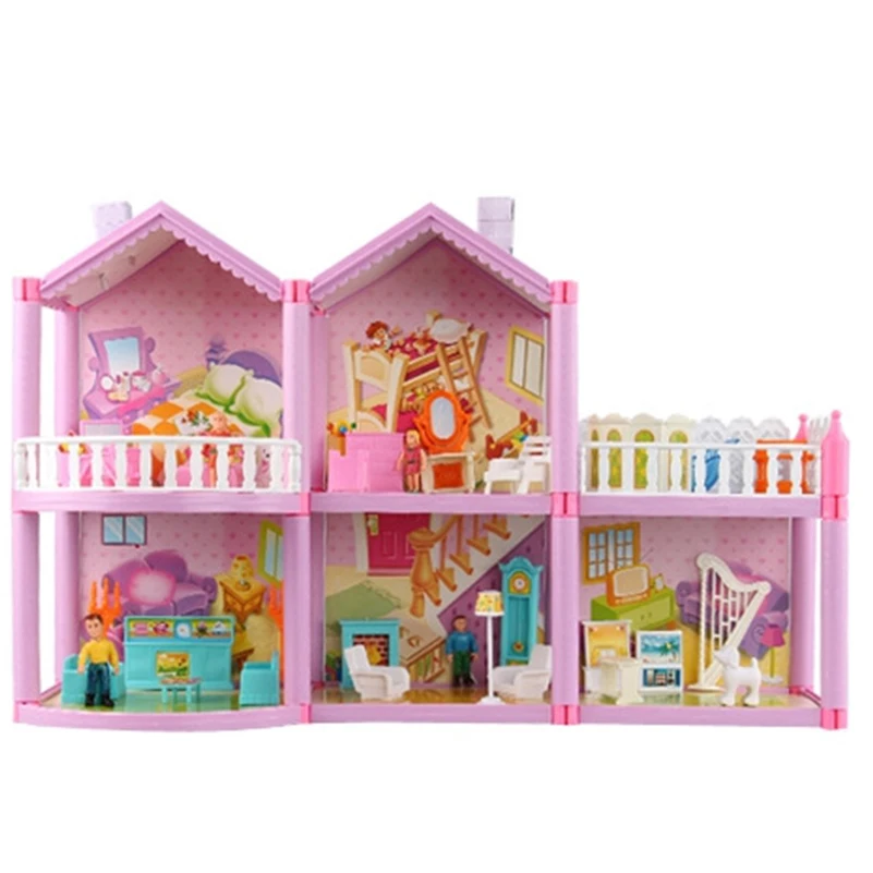 59,5*38 см № 958 DIY семейный Кукольный дом игрушка роскошная вилла с миниатюрной мебели гараж кукольный домик Игрушки для девочек Подарки