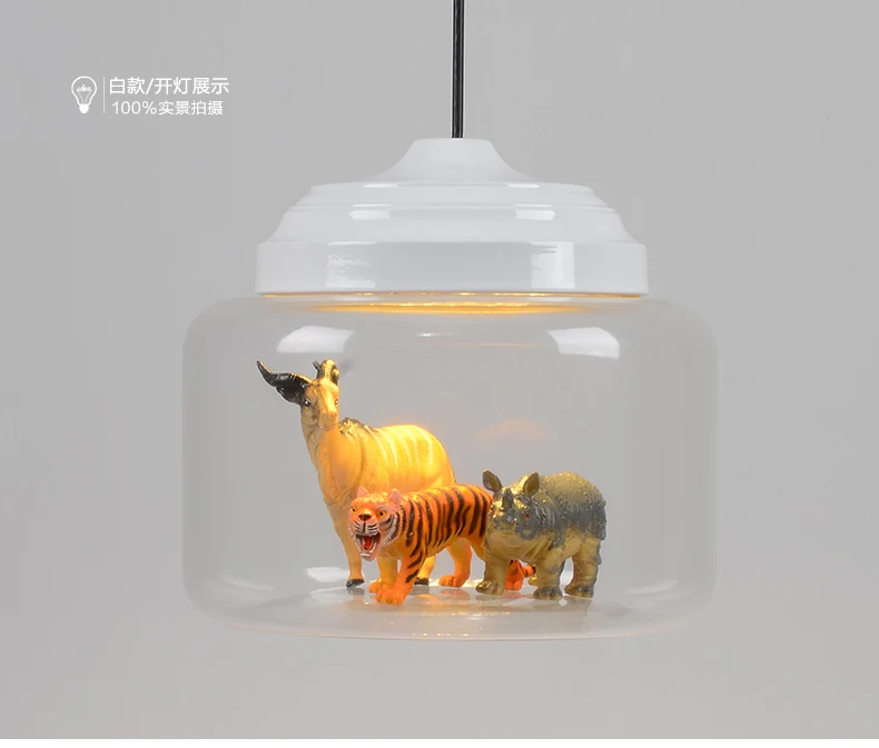Современный светодиодный подвесной светильник со встроенным стеклом, различные маленькие животные, панда, тигр, светодиодный подвесной светильник, подвесной светильник для спальни, детской комнаты