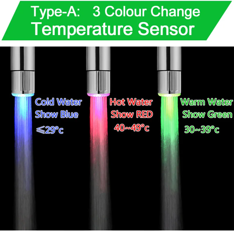 Светодиодный светильник-кран с датчиком температуры, RGB, светящаяся насадка для душа, для раковины, кран Torneira, аксессуары для ванной и кухни - Испускаемый цвет: RGB Temperature Sens