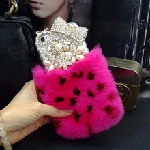 Genuine Top real Rex rabbit fur hair Coque Case For Samsung Galaxy A8 A3 A5 A7 2016 A310 A510 A710 A9 fundas pearl Diamond capa