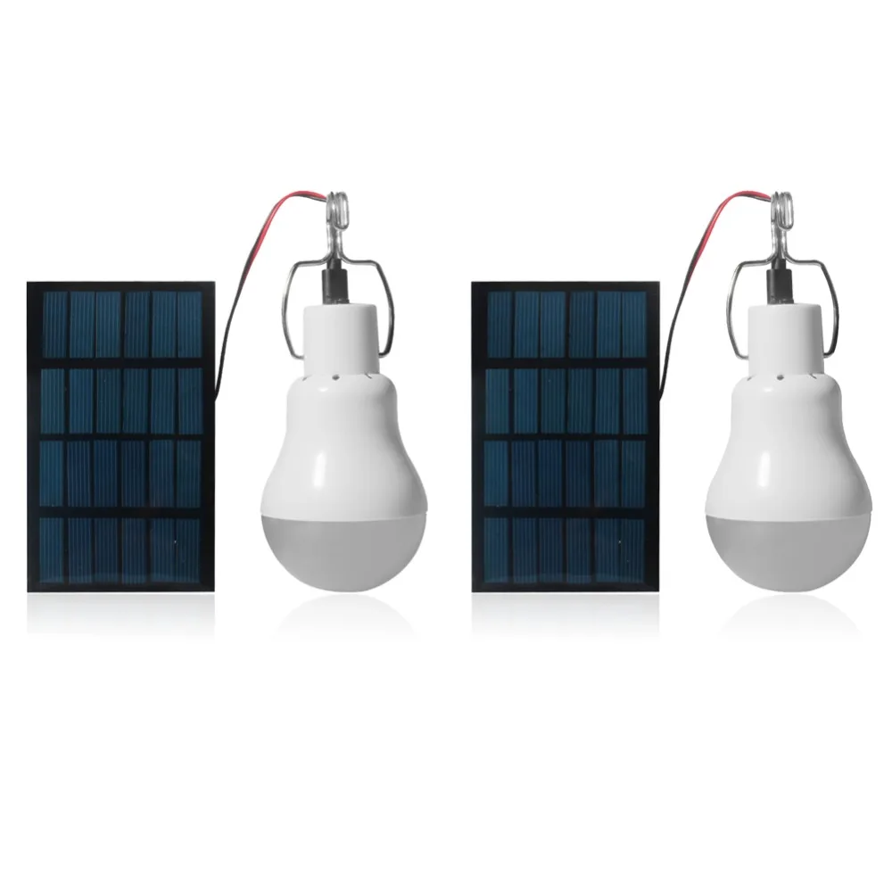 2pcs Portable LED Solar Light 15W 130lm Powered Energy Lamp 5V Bulb for Outdoors Camping Tent | Лампы и освещение