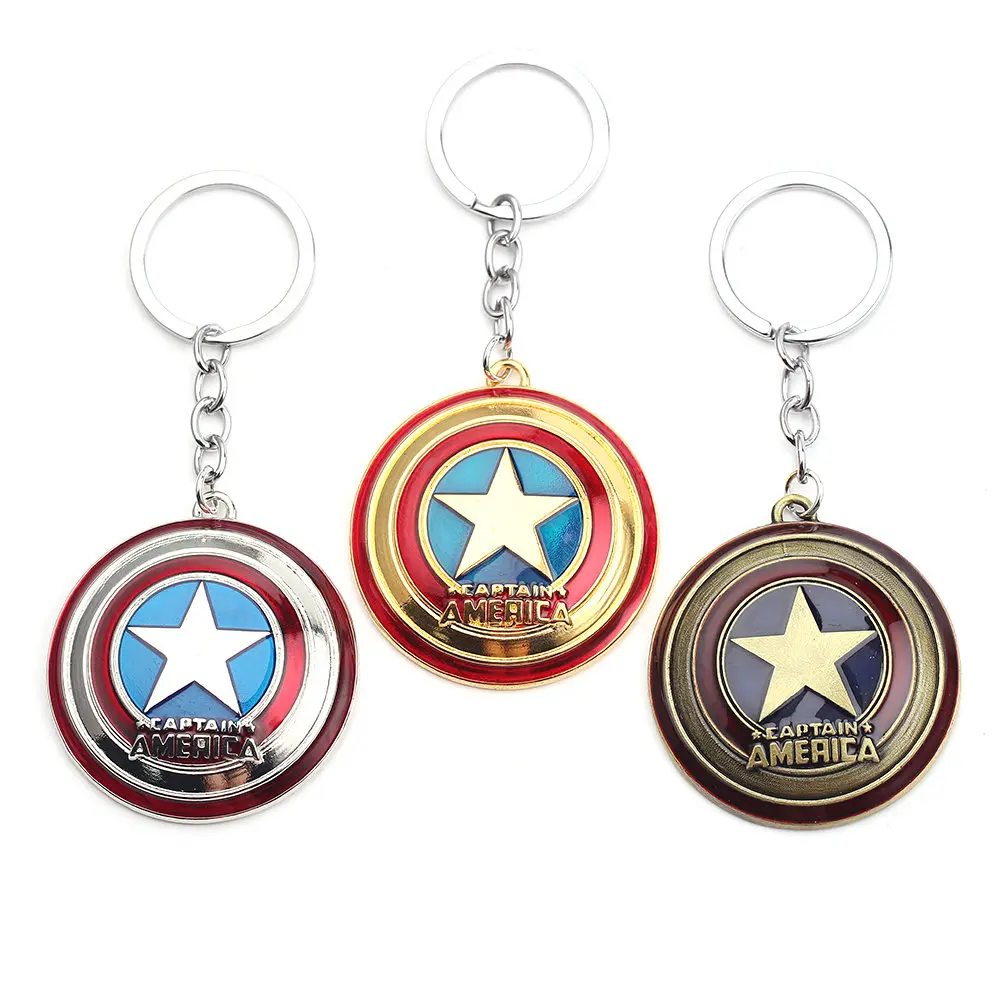 

Hot Movie Marvel The Avengers Captain America Shield Keychain 3 Colors Round Movie Jewelry Gift For Captain Fans Fashion Gift