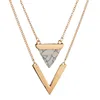 Necklaces Triangle Natural Stone Double Layer Geometric Pendant Necklaces (NP-02)
