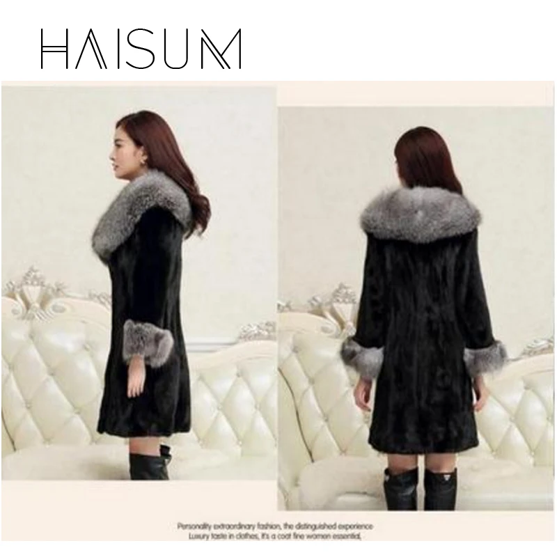 Women's Faux Fur Coat Winter Warm Black Fox Fur Long Paragraph Large Fur Collar Young Ladies 2018 New Comfort Brand Luxur Nv014