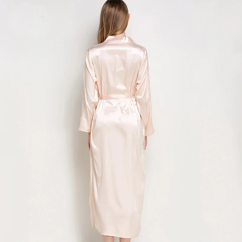 ONTFIHS шелковый атлас Халаты женские пижамы с длинными рукавами Ночное Femme Lounge