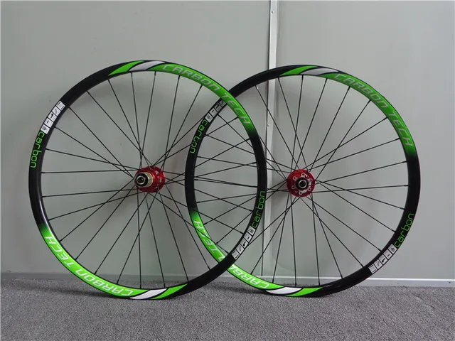 Cheap 26 Carbon Wheelset Mtb Carbon Wheels for 26er Mountain Bike Nice Superlight Red Hub