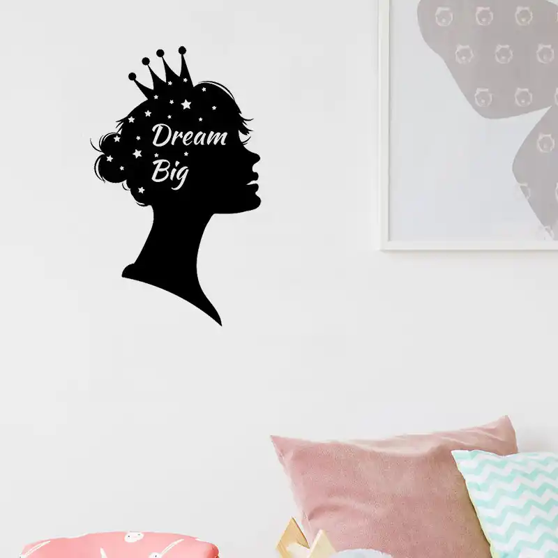 Stizzy Wall Decal Beautiful Princess Quotes Dream Big Wall Sticker For Girls Bedroom Playroom Modern Poster Home Decor Art A301