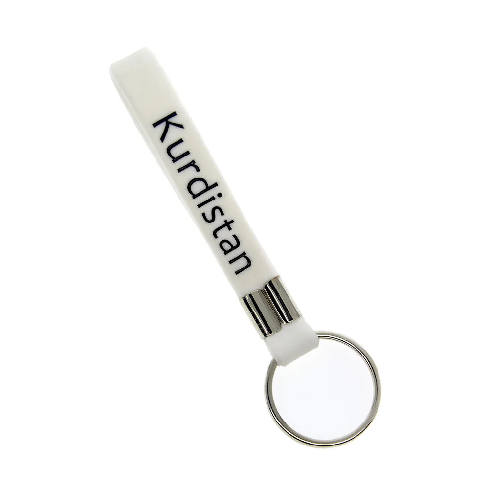 1 шт. белый Debossed kurdivan силиконовый браслет для ключей|silicone keychain|flag keychainlogo keychain |