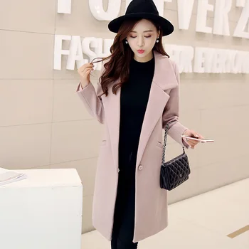 

New Hot Sale Woman Wool Coat High Quality Winter Jacket Women Slim Woolen Long Cashmere Coats Cardigan Jackets Elegant Blend