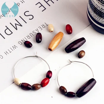 

Ritoule DIY handmade accessories solid wood wooden box pierced oval earrings pendant