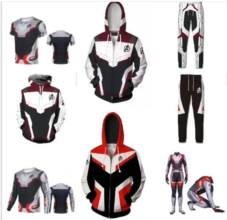 Avengers Endgame Captain America Cosplay Costume Quantum Realm Hoodies Sweatshirt Superhero Iron Man Shirt Coat Pants Men Women