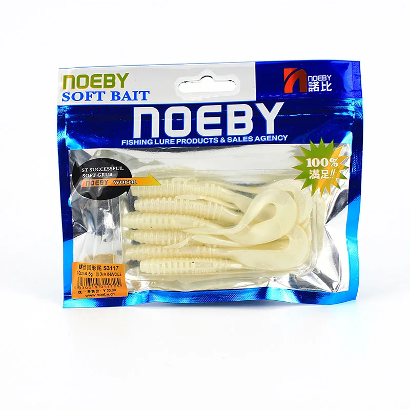 NOEBY 6 шт./партия, Мягкая приманка 80 мм/2,5 г, u-образный хвост, рыболовная приманка, искусственная приманка, мягкие червь, длинный хвост, рыболовные снасти - Цвет: NW203