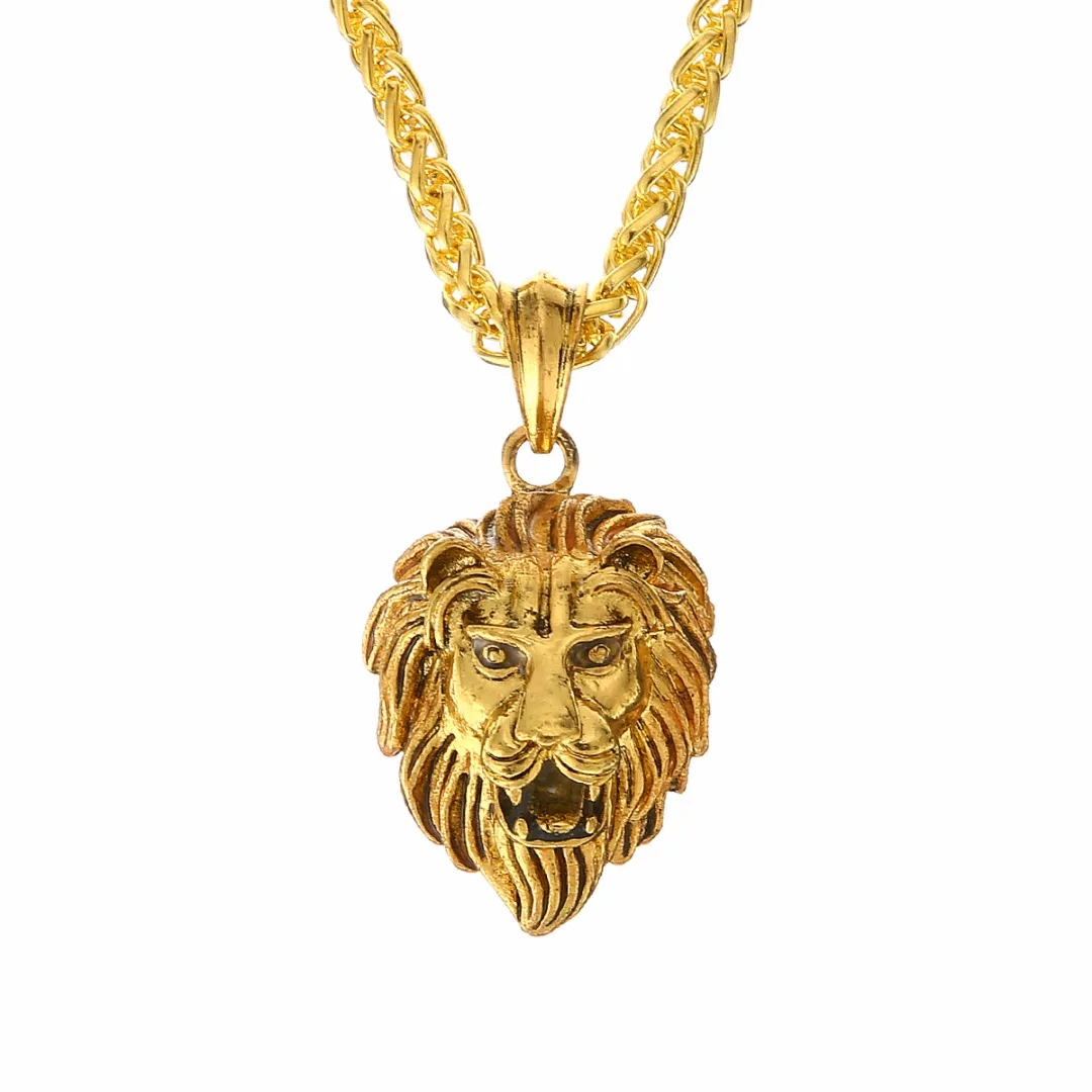 Men's Stainless Steel Luminous Glowing In The Dark Lion Head Pendant Necklace