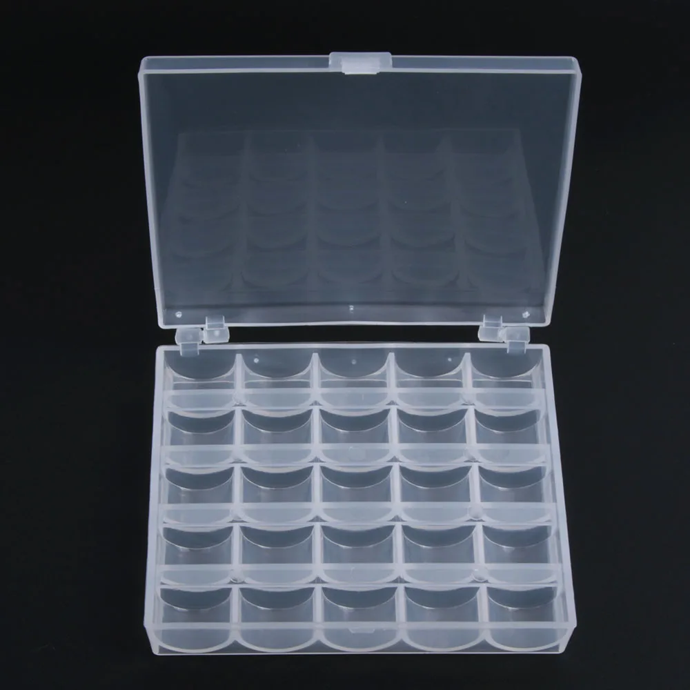 

25 Slots Empty Bobbins Spools Box Sewing Machine Bobbin Case Covers Sewing Goody